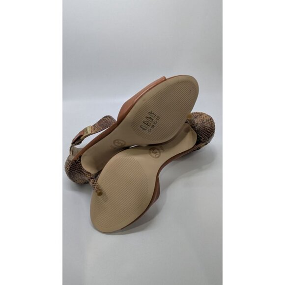 Michael Kors Sand Guiliana Open Toe Embossed Leather Heels - Picture 4 of 4